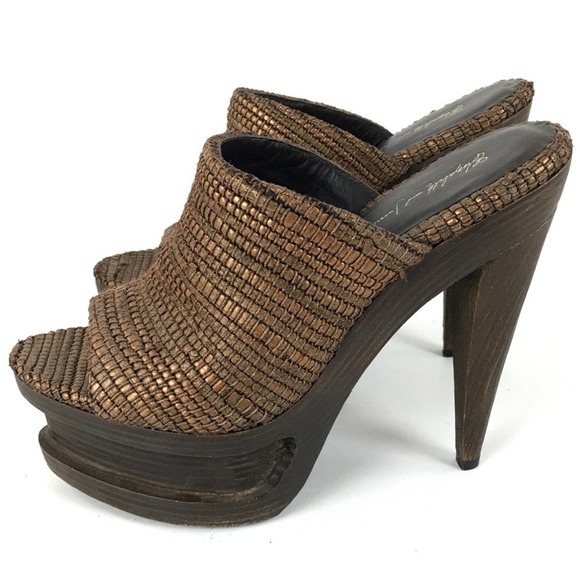 Elizabeth and James Heels 6 Brown Platform Leather - Picture 3 of 8